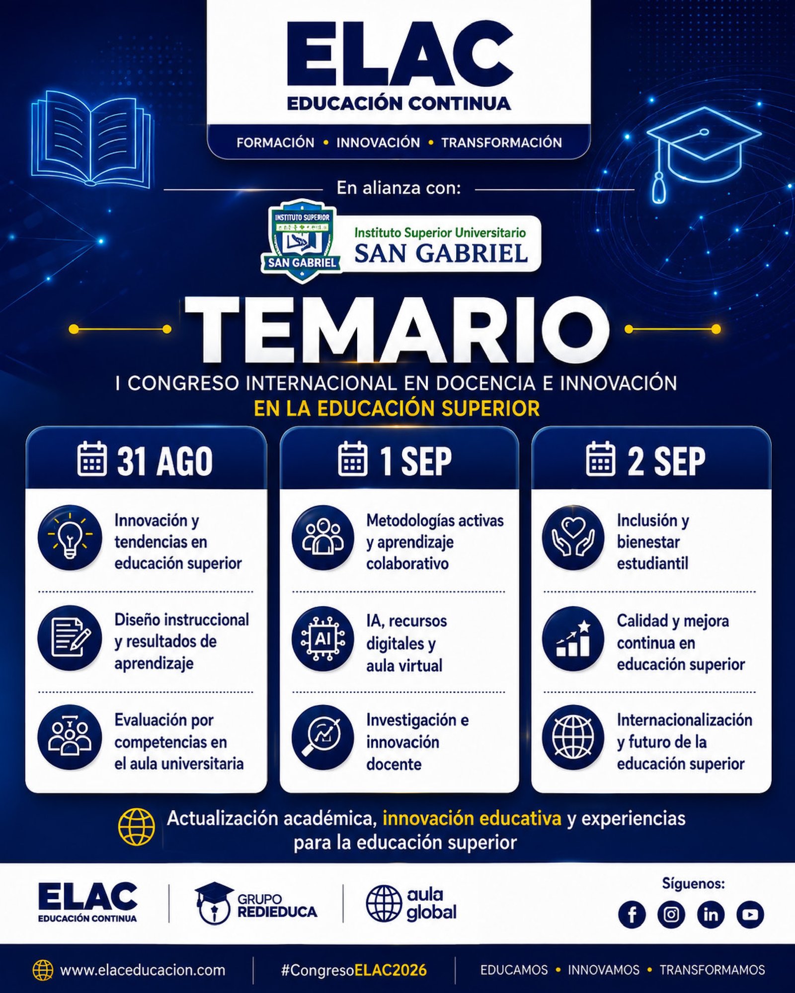 Temario de I CONGRESO INTERNACIONAL DE DOCENCIA E INNOVACIÓN EN LA EDUCACIÓN SUPERIOR 5
